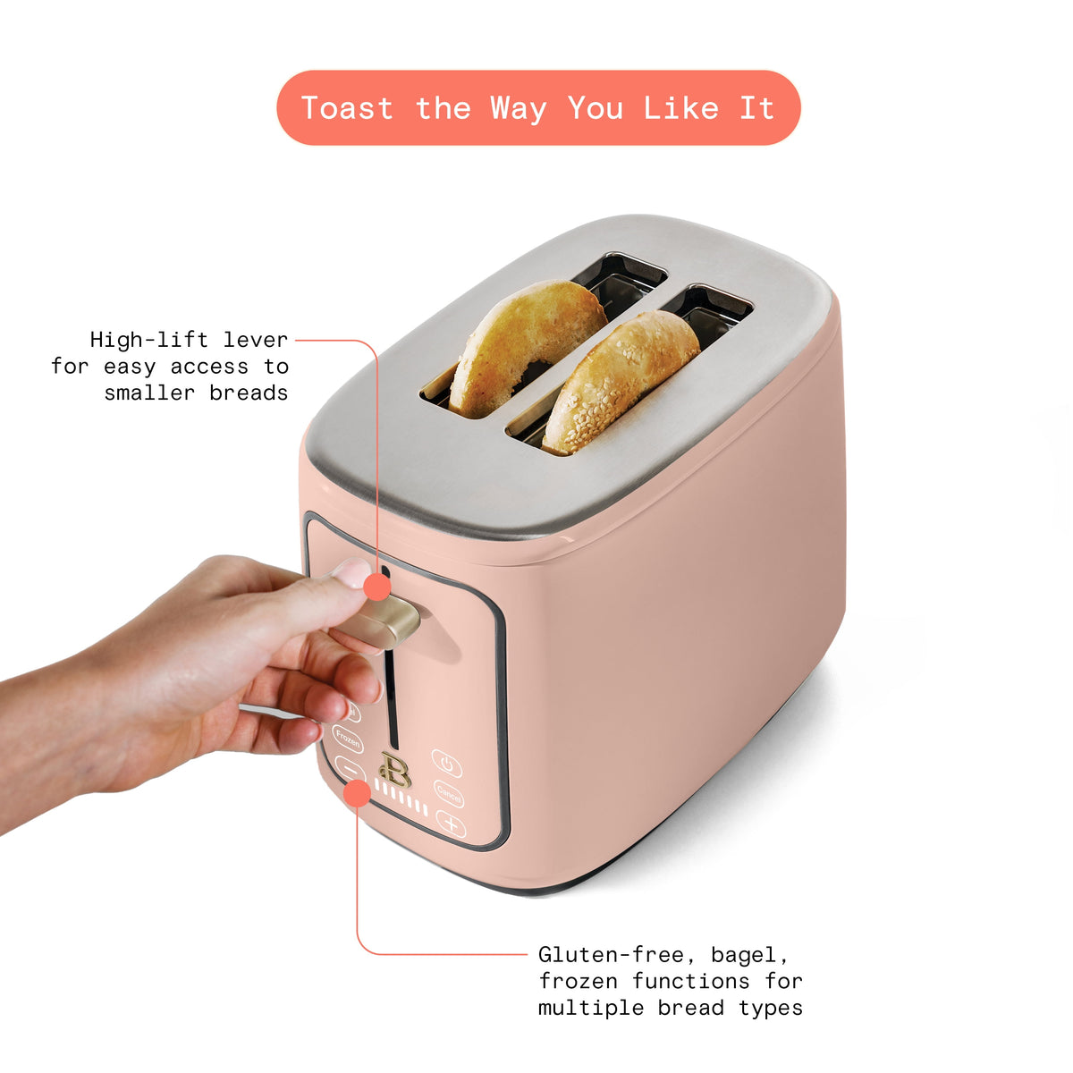 Beautiful 2 Slice Toaster with Touch-Activated Display, Thyme Green by Drew Barrymore