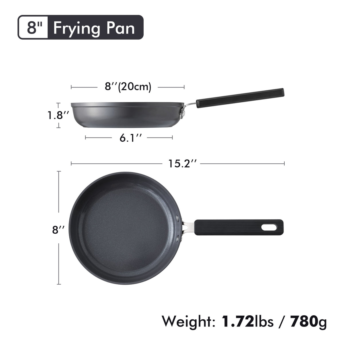 SENSARTE Nonstick Ceramic Frying Pan Skillet, Induction Omelette Pan Egg Pan, Healthy Cookware Chef's Pan with Heat-Resistant Handle, Dishwasher Safe, Gray, 8"