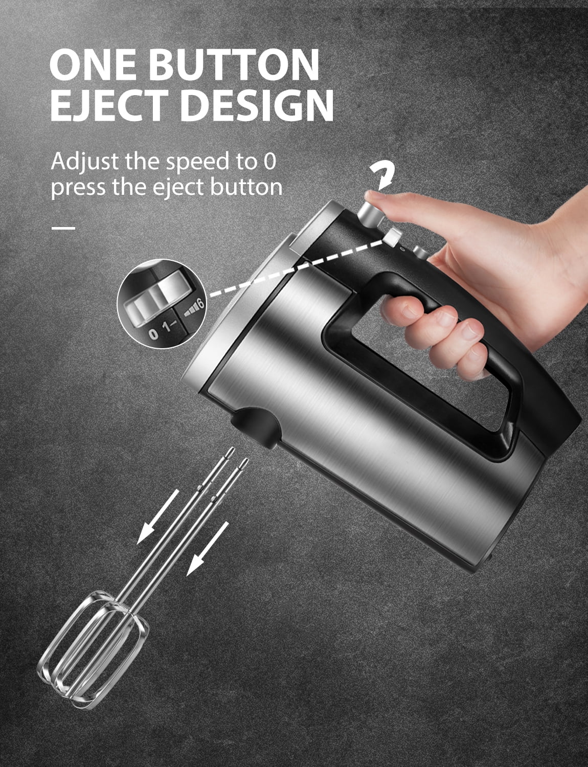 Hand Mixer with Storage Box, 5 Speeds and Turbo, FOHERE Electric Egg Beater with 6 Accessories