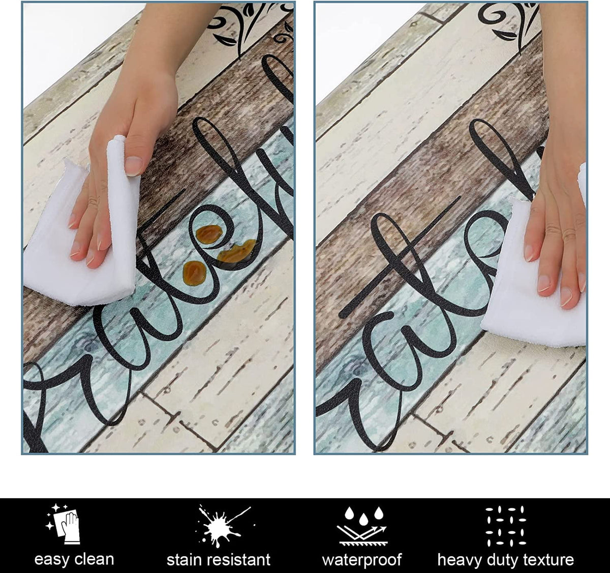 Findosom 2pcs Kitchen Rug Set, 18"x30"+18"x47" Non-slip Anti-Fatigue Kitchen Mats Farmhouse Waterproof Kitchen Runner,Ergonomic Comfort Cushioned Standing Mat for Floor,Home,Office,Sink,Laundry Blue