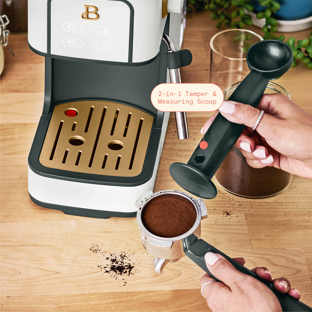 Beautiful by Drew Barrymore Slim Espresso Machine, 20-Bar Pressure, Black Sesame