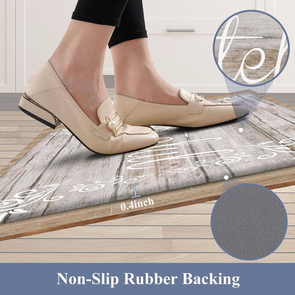 Findosom 2pcs Kitchen Rug Set, 18"x30"+18"x47" Non-slip Anti-Fatigue Kitchen Mats Farmhouse Waterproof Kitchen Runner,Ergonomic Comfort Cushioned Standing Mat for Floor,Home,Office,Sink,Laundry Blue