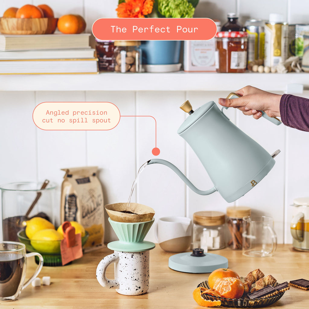 Beautiful 1-Liter Electric Gooseneck Kettle 1200 W, Chocolate by Drew Barrymore