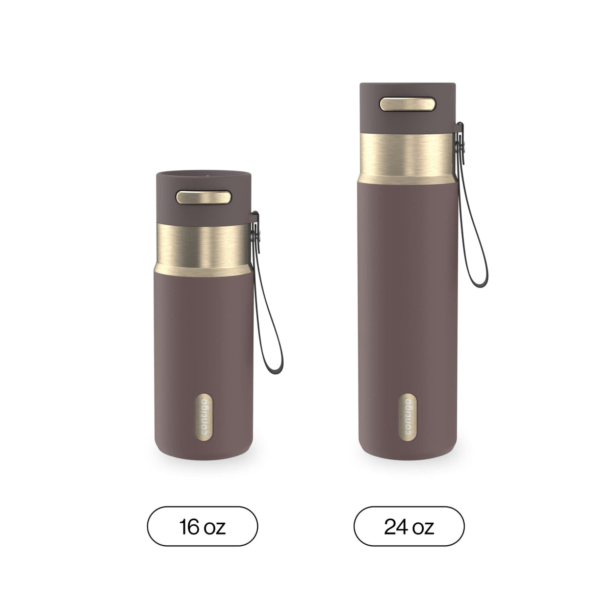 Contigo 16oz AutoSeal Insulated Stainless Steel Water Bottle, Licorice Black/Bronze