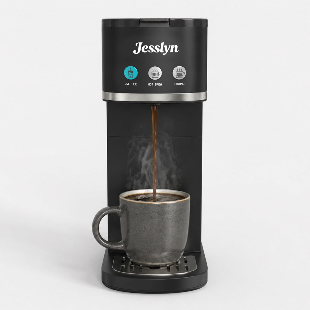 Jesslyn Single Serve Coffee Maker Compatible with K Cup Capsules & Grounds, Black