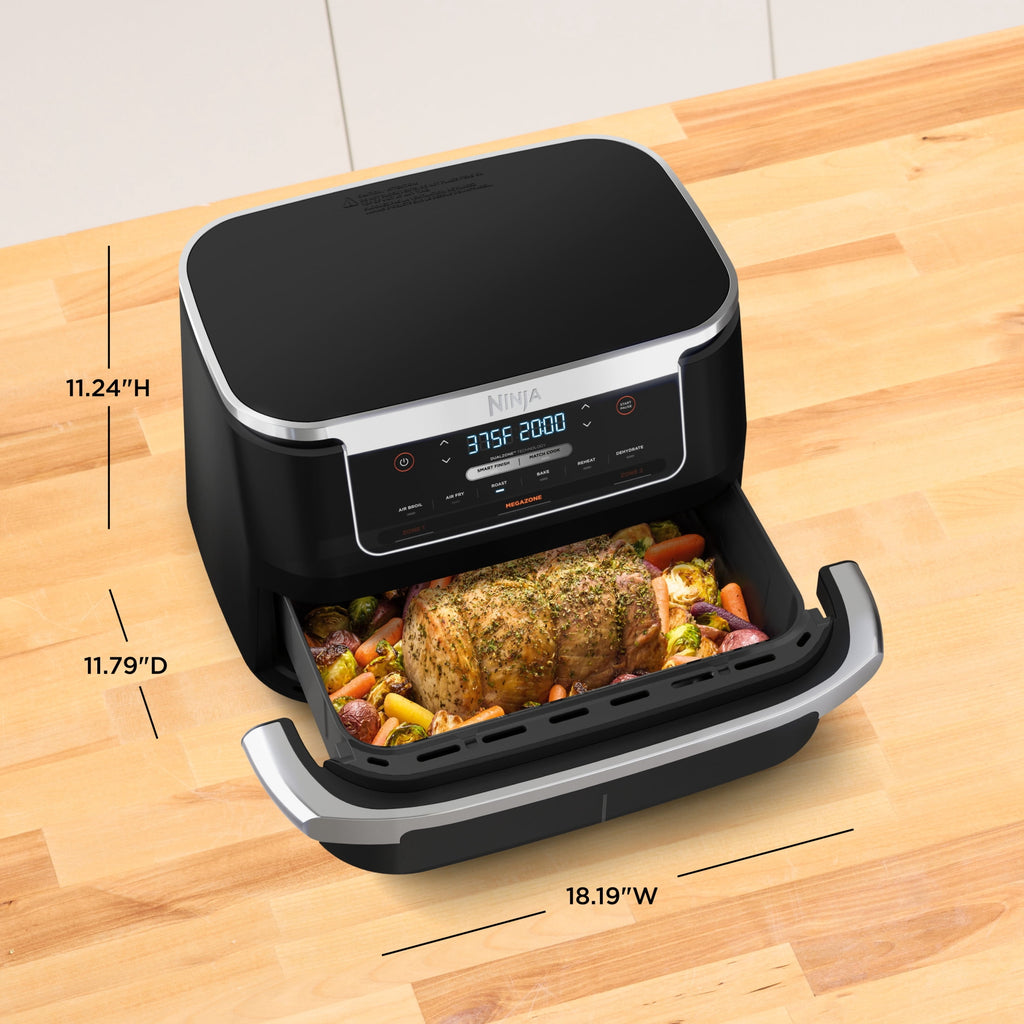 Ninja Foodi Air Fryer 7-Qt, DualZone FlexBasket, 6-in-1, Smart Finish, Cook 2 Foods 2 Ways, DZ071 Black