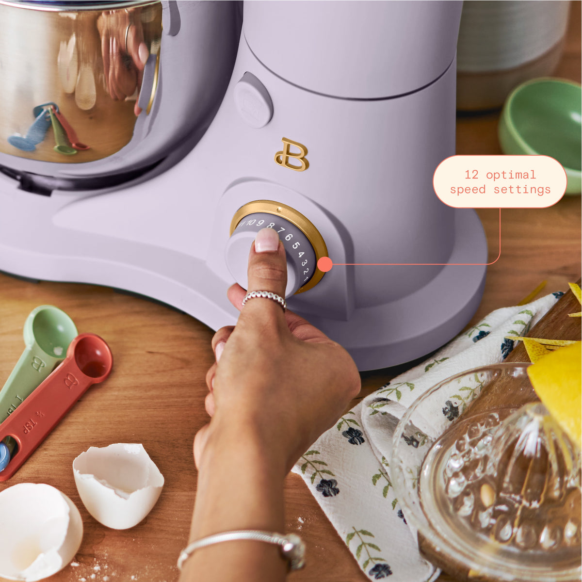 Beautiful 3.5 Qt Stand Mixer with Flat Beater, Dough Hook, Balloon Whisk, Chocolate by Drew Barrymore