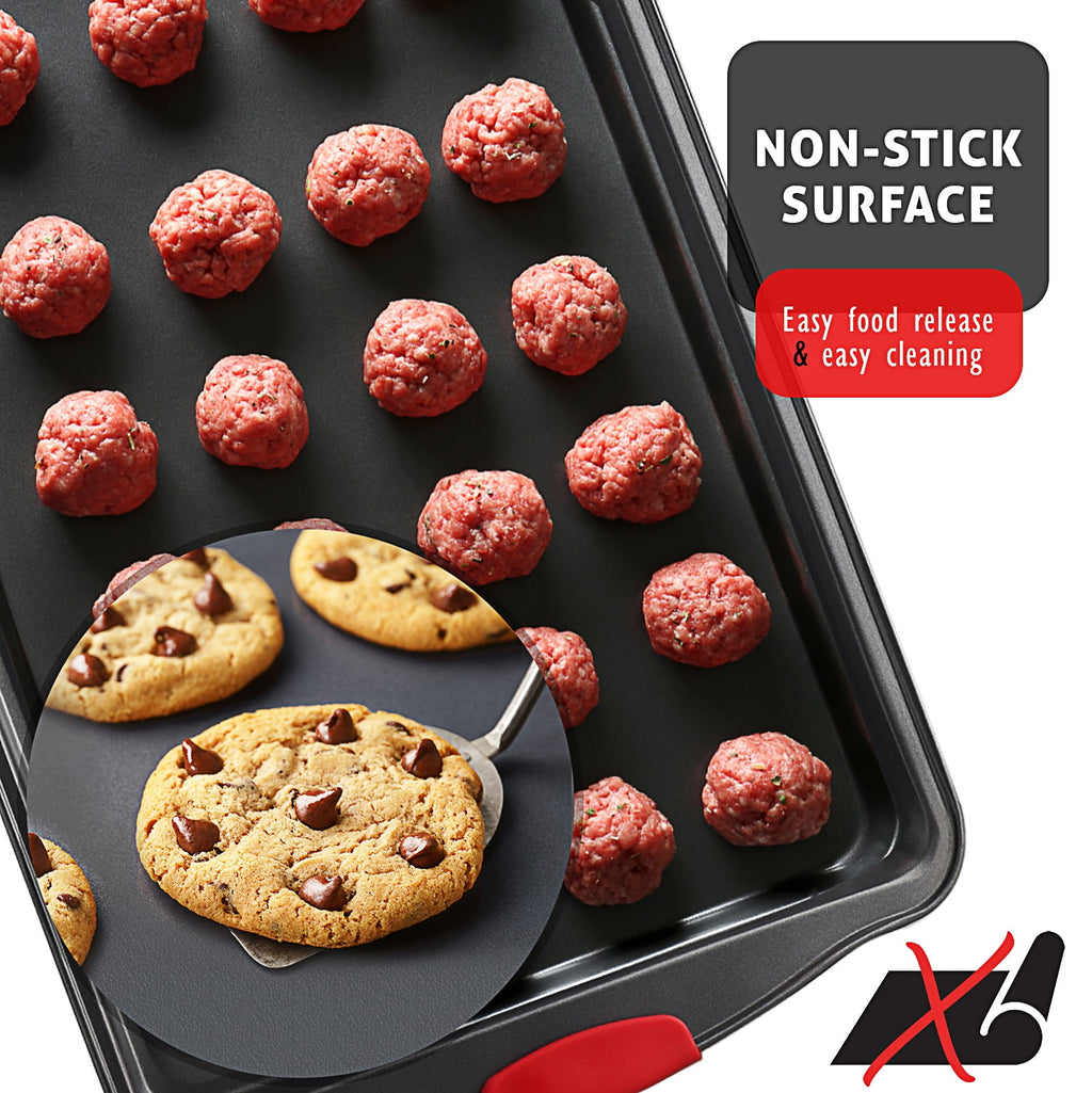 Joytable Cookie Sheet Set, Steel Baking Pans Set, Durable Baking Sheets for Oven, Cookie Sheet Non-Stick Sets For Oven, Black, 3pc