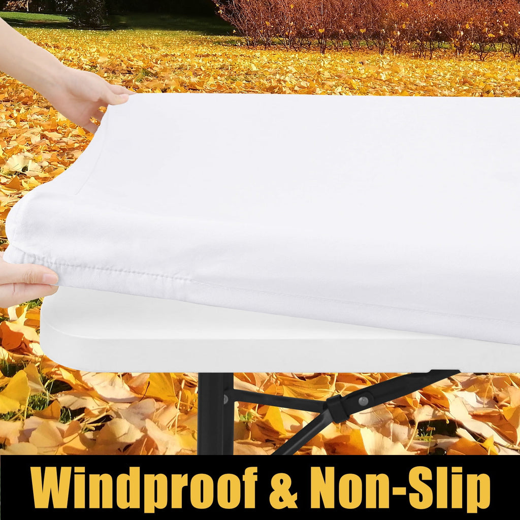 Smiry Rectangle Picnic Tablecloth, Waterproof Wipeable Table Cloth, Washable Elastic Table Cover for Outdoor and Indoor, 30"x72", Black