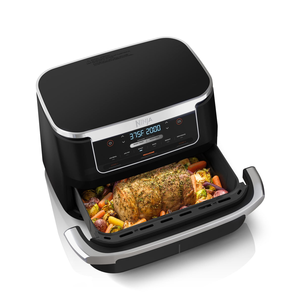 Ninja Foodi Air Fryer 7-Qt, DualZone FlexBasket, 6-in-1, Smart Finish, Cook 2 Foods 2 Ways, DZ071 Black