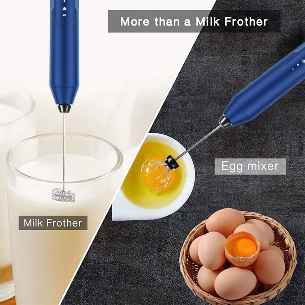 Milk Frother Wand Drink Mixer - Handheld Milk Frother Electric Whisk - Easy-Clean Stainless Steel Frother Wand & Mini Blender - Electric Coffee Frother for Milk Coffee Lattes