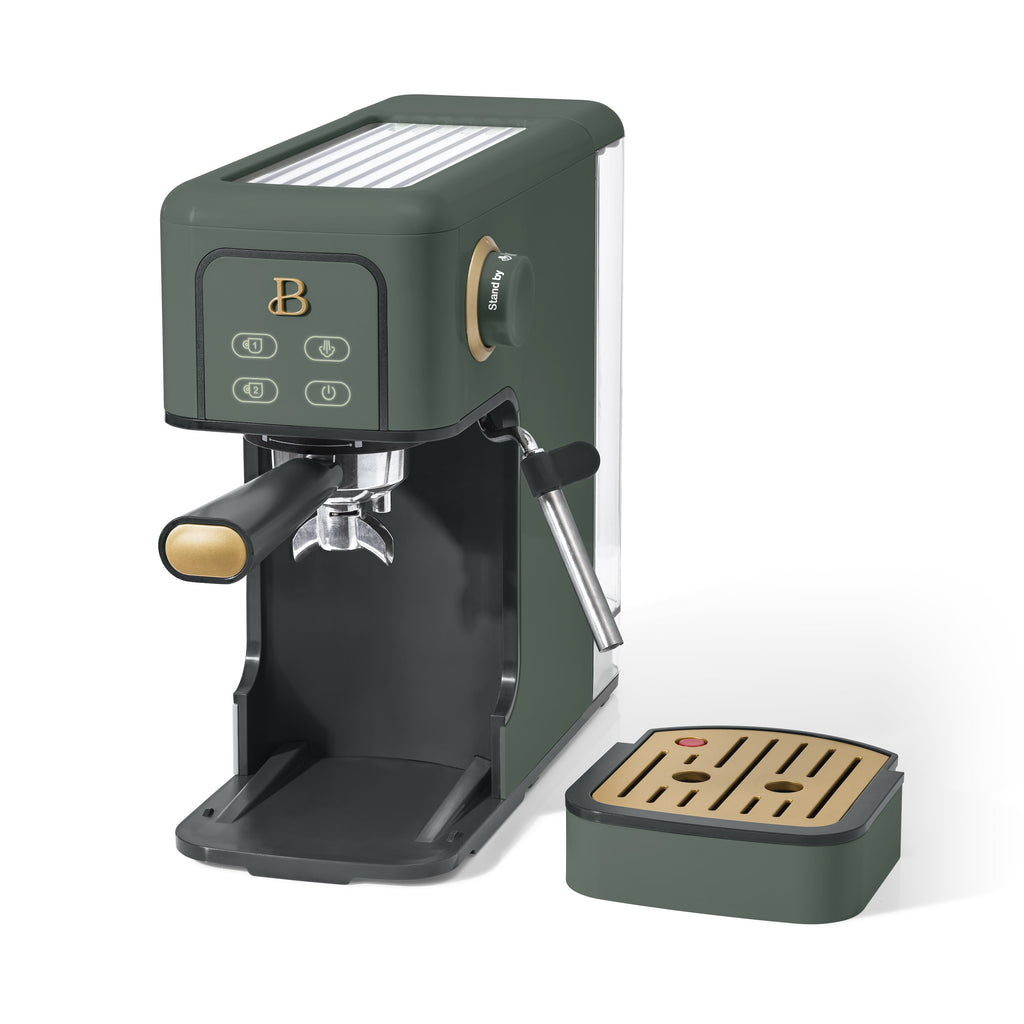 Beautiful by Drew Barrymore Slim Espresso Machine, 20-Bar Pressure, Black Sesame