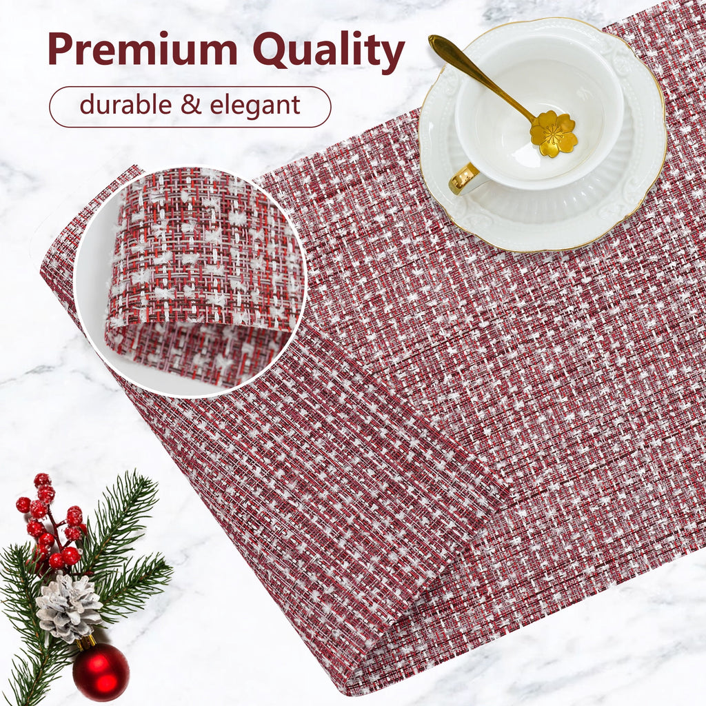 VCVCOO Navy Blue Placemats Set of 4 - Easy Clean Washable PVC Vinyl Placemats - Wipeable Heat Resistant Woven Table Mats for Dining Table - 12x18 inch