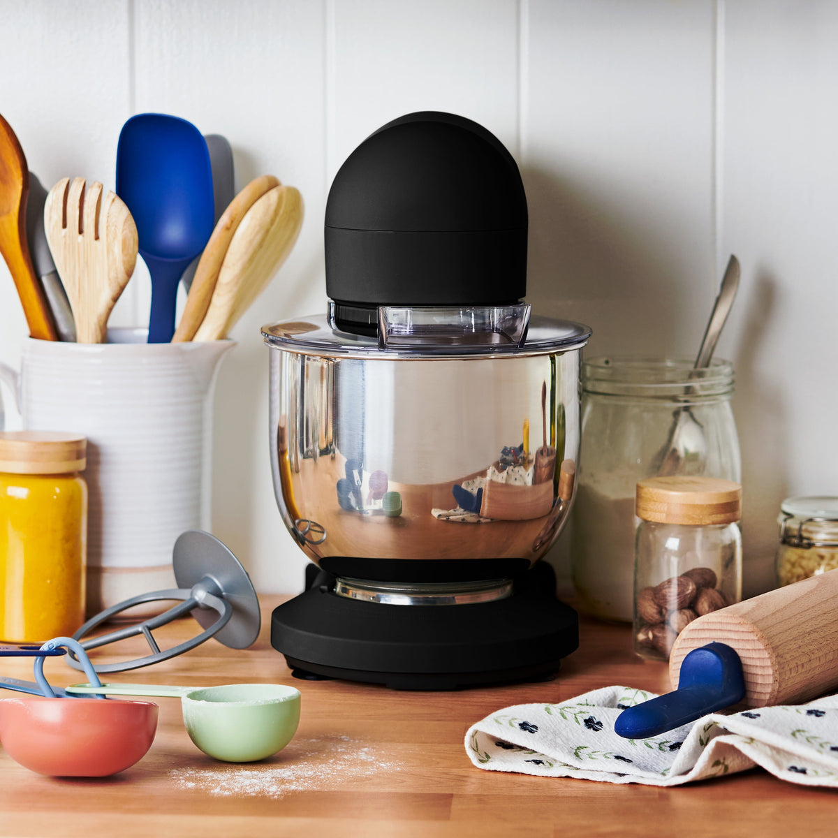Beautiful 3.5 Qt Stand Mixer with Flat Beater, Dough Hook, Balloon Whisk, Chocolate by Drew Barrymore