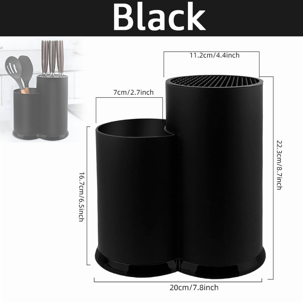 MYVIT Kitchen Knife Holder without Knives Round Empty Knife Block Holder for Countertop Storage Organizer,Black