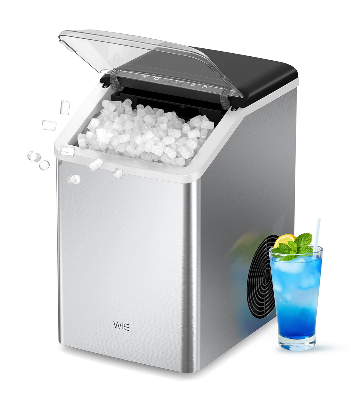 WIE 40lbs/Day Countertop Sonic-Style Chewable Nugget Ice Maker Silver