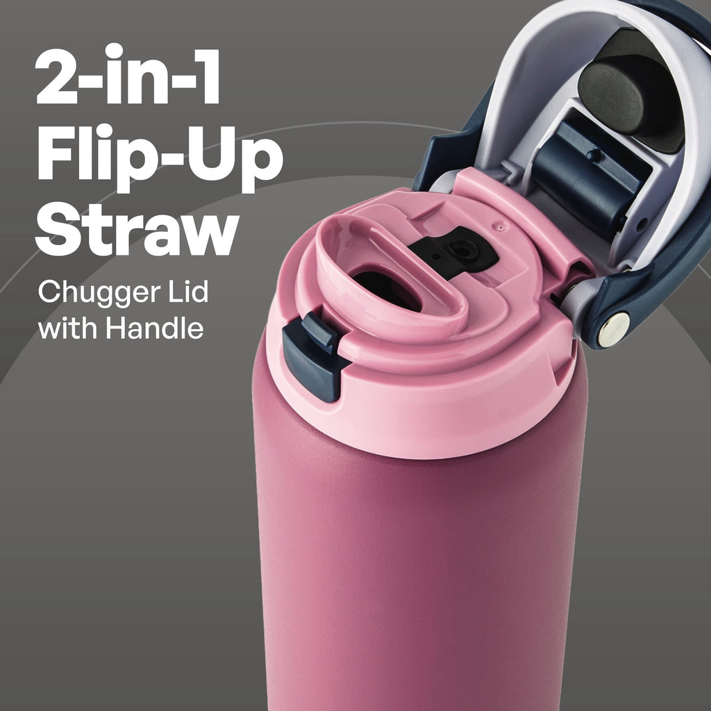TAL 32oz Stainless Steel 2-in-1 Water Bottle with Straw and Chug Lid, Black
