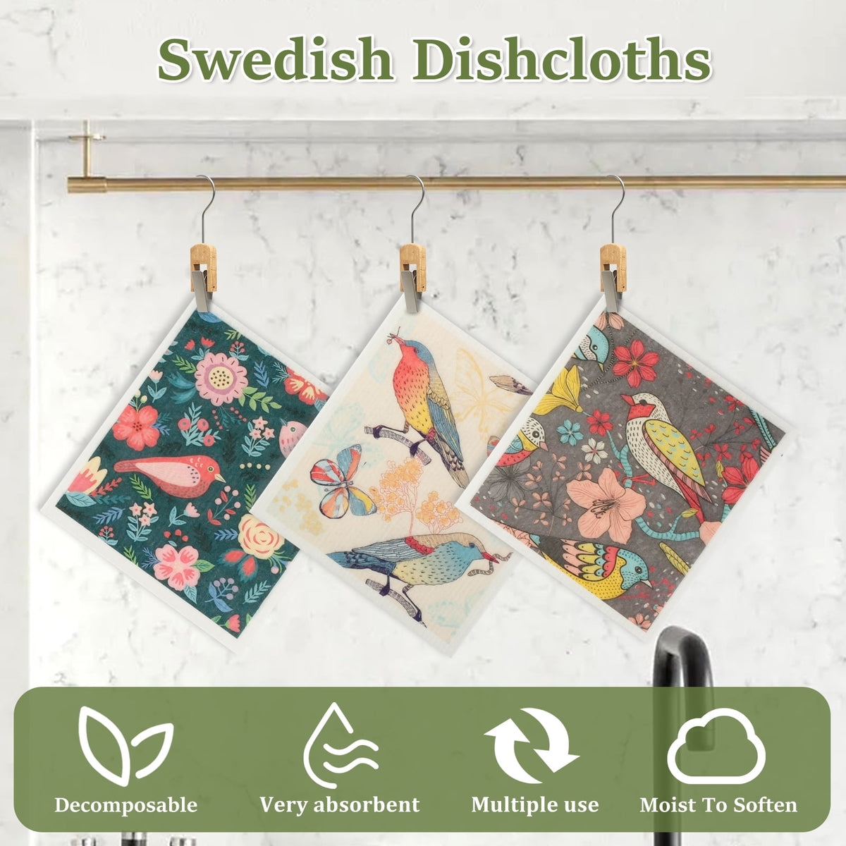 Xiyztok 12Pcs Swedish Dishcloths Highly Absorbent Kitchen Dish Cloths Reusable Dish Towels Non Scratch Dish Rags Soft Cotton Cleaning Cloth for Washing Cleaning Scrubbing Kitchen Dishes Bathroom