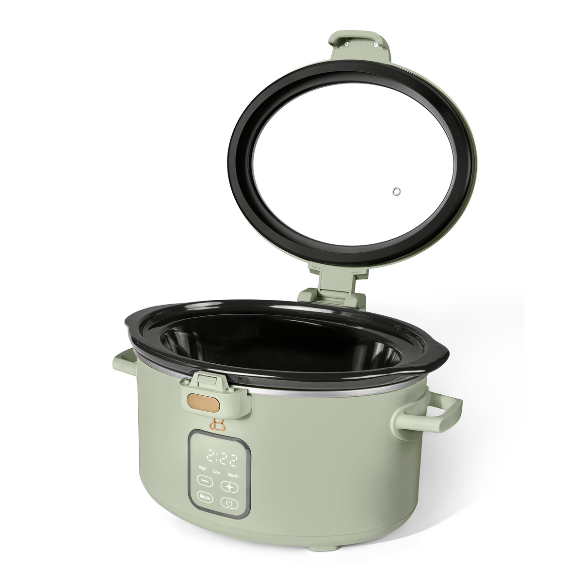 Beautiful 4 Qt Digital Slow Cooker with Hinged Locking Lid, Thyme Green by Drew Barrymore