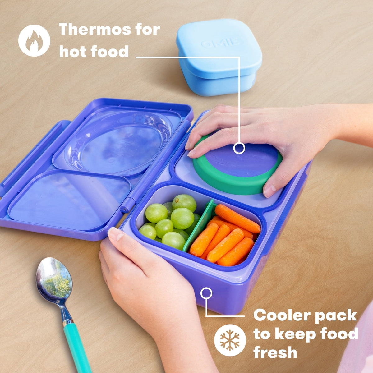 OmieBox UP is an Insulated Bento Lunch Box with a 12oz Thermos - Cosmic Blue by OmieLife