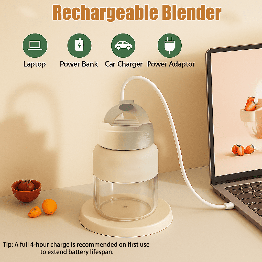 ZOWWKLLY Portable Mini Smoothie Blender,Small Personal Blender for Smoothies and Shakes,Type-C USB Rechargeable with Blender BPA Free Cup,Lid and Shoulder Strap,Suitable for Gym,Travel,Home,Office