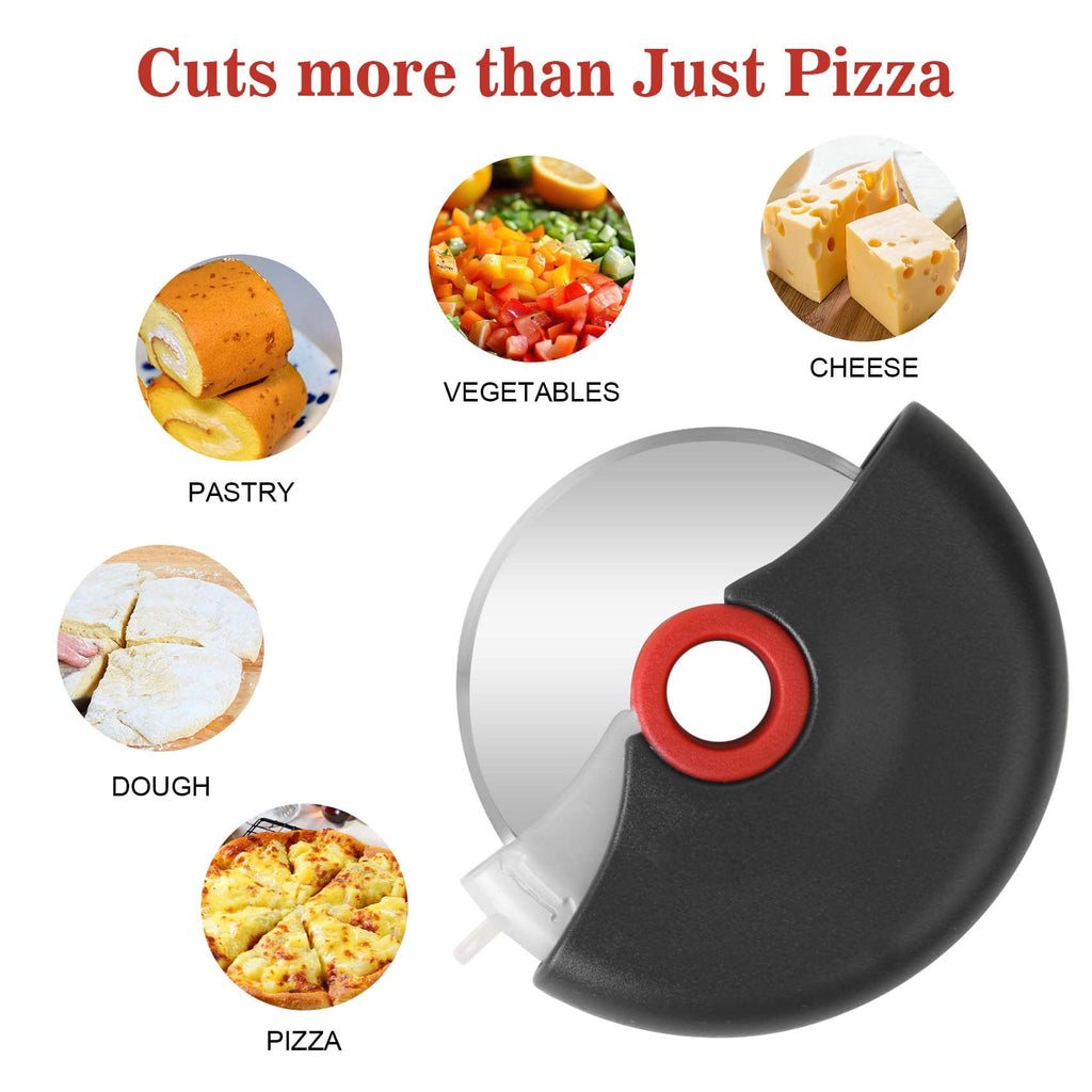 2-Pack Pizza Cutter Wheel Set, Stainless Steel Rolling Blade with Protective Cover, Easy-to-Clean Kitchen Baking Tool