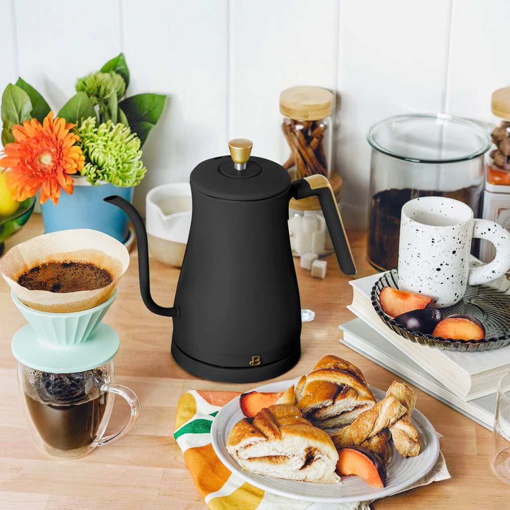 Beautiful 1-Liter Electric Gooseneck Kettle 1200 W, Chocolate by Drew Barrymore