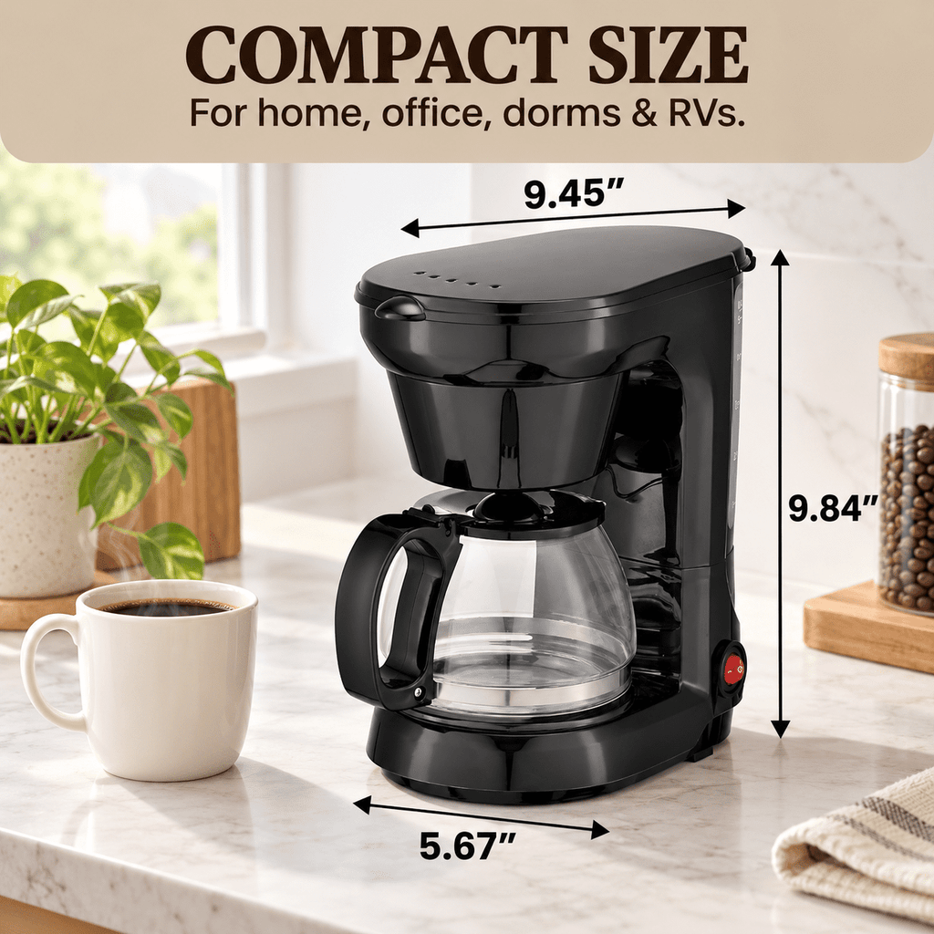 Coffee Maker, 6-Cup Drip Coffee Maker with Glass Carafe, Reusable Filter, Pause and Serve, Keep Warm, Black