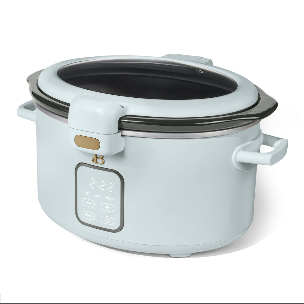 Beautiful 4 Qt Digital Slow Cooker with Hinged Locking Lid, Thyme Green by Drew Barrymore