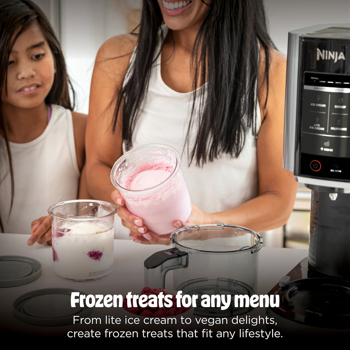 Ninja Creami Ice Cream Maker, for Mix-ins, Milkshakes, Sorbet, 5 One-Touch Programs, (2) 16 Oz Pint Containers & Lids, NC350 White