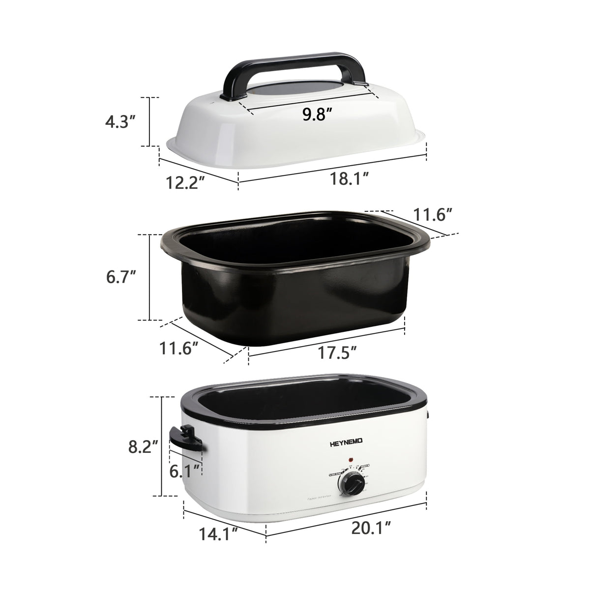 Superjoe 26QT Electric Roaster Oven, Stainless Steel, Self-Basting Lid Removable Insert Pot, Black