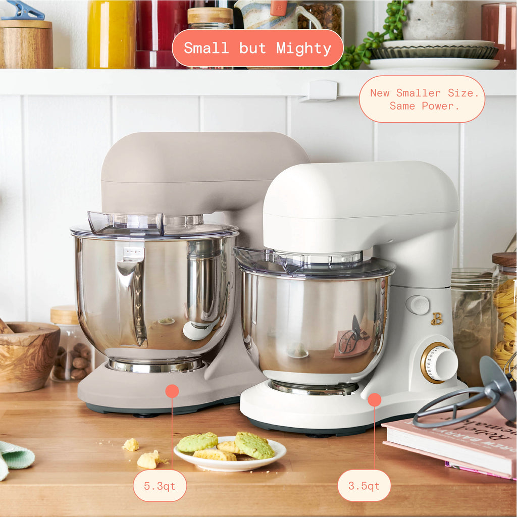 Beautiful 3.5 Qt Stand Mixer with Flat Beater, Dough Hook, Balloon Whisk, Chocolate by Drew Barrymore