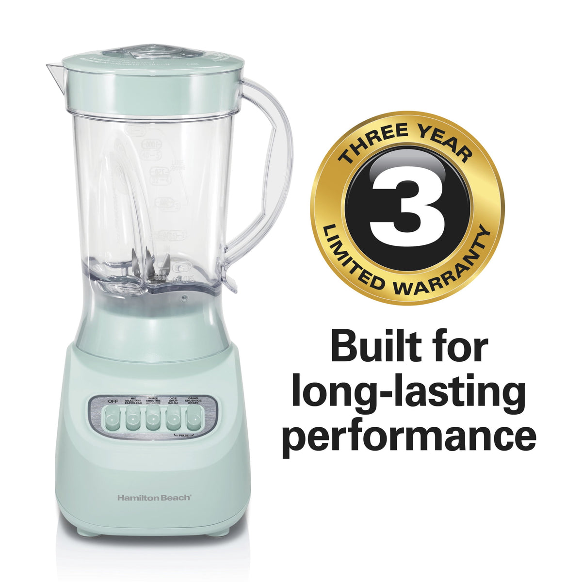 Hamilton Beach Smoothie Blender, 48 oz BPA-Free Jar 650 W 12-Function Countertop Blender for Kitchen, White