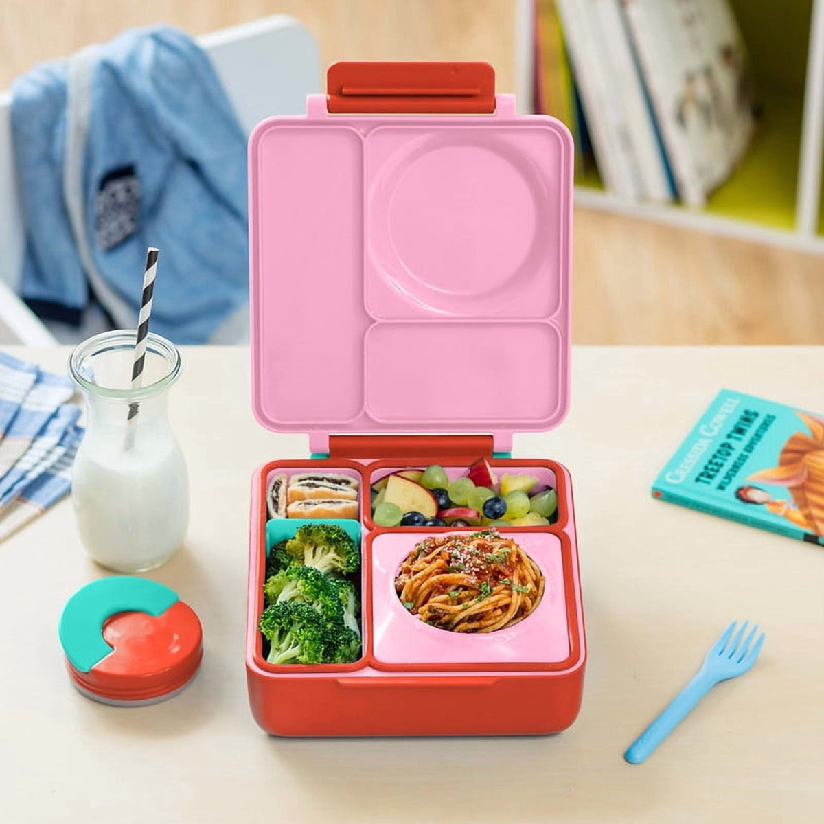 OmieBox Bento Box for Kids - Insulated Bento Lunch Box with Leak Proof Thermos Food Jar - Blue Sky by OmieLife