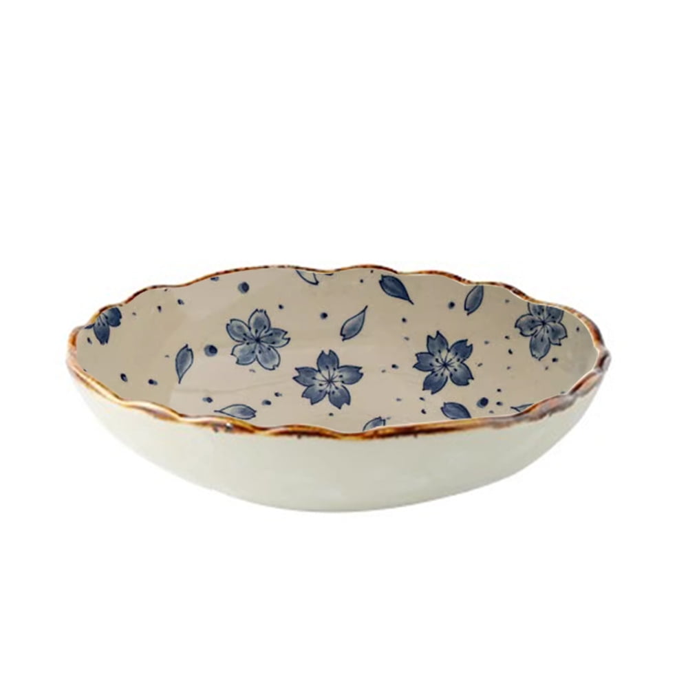 MYVIT Decorative Serving Bowl - 24oz Ceramic Soup Bowl with Handle Ramen Bowl for Salad,Pasta,Cereal,700ML Porcelain Stoneware Kitchen Dish