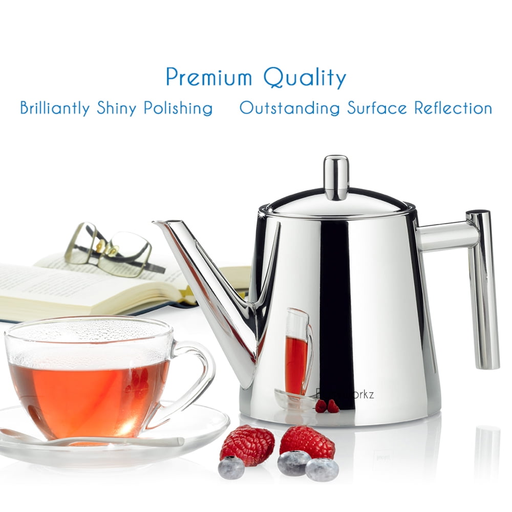 Easyworkz Stainless Steel Teapot with Removeable Infuser 27 oz Stovetop Tea Maker for Fruit and Herbal Tea