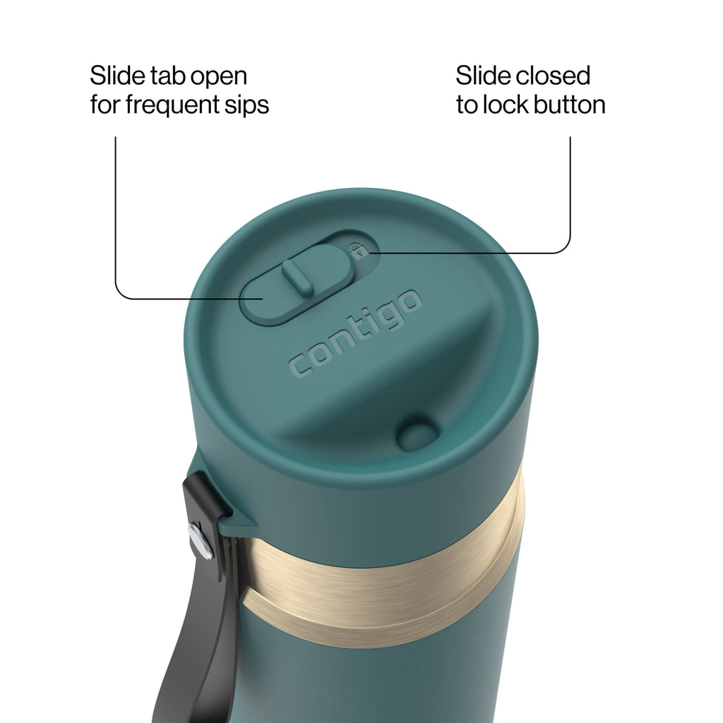Contigo 16oz AutoSeal Insulated Stainless Steel Water Bottle, Licorice Black/Bronze