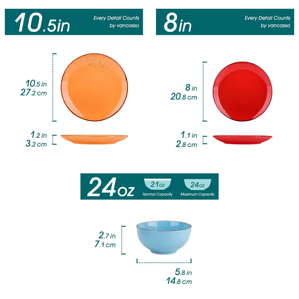 Malacasa 12 Pcs Dinnerware Sets, Ceramic Plates and Bowls Set for 4 with Reactive Glaze & Speckled Finish, Dish Sets, Dishwasher & Microwave Safe, Light Colors