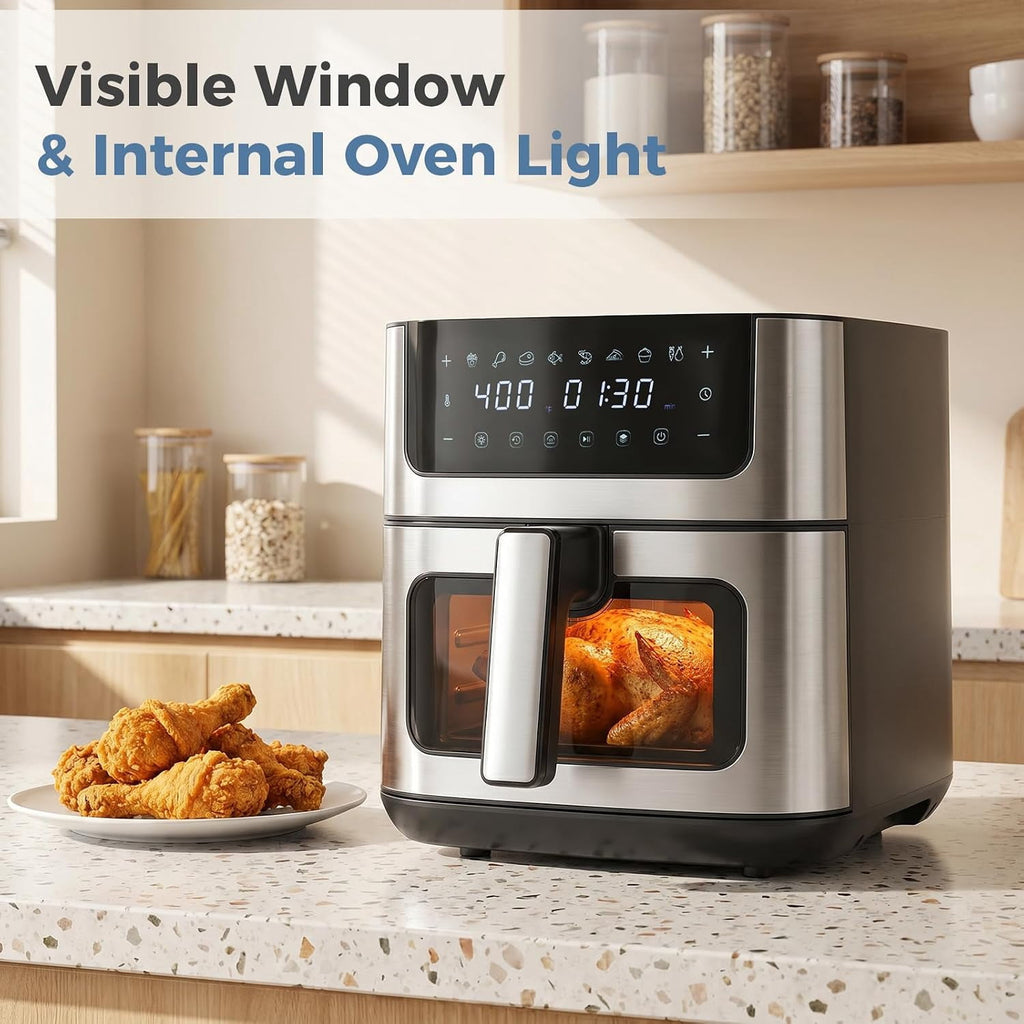 Air Fryer, 6-Quart Smart Air Fryer, 12-in-1 Functions - Air Fry, Roast, Reheat, Dehydrate, Bake, Steam, and More, 400Â°F Max Temperature, Grey