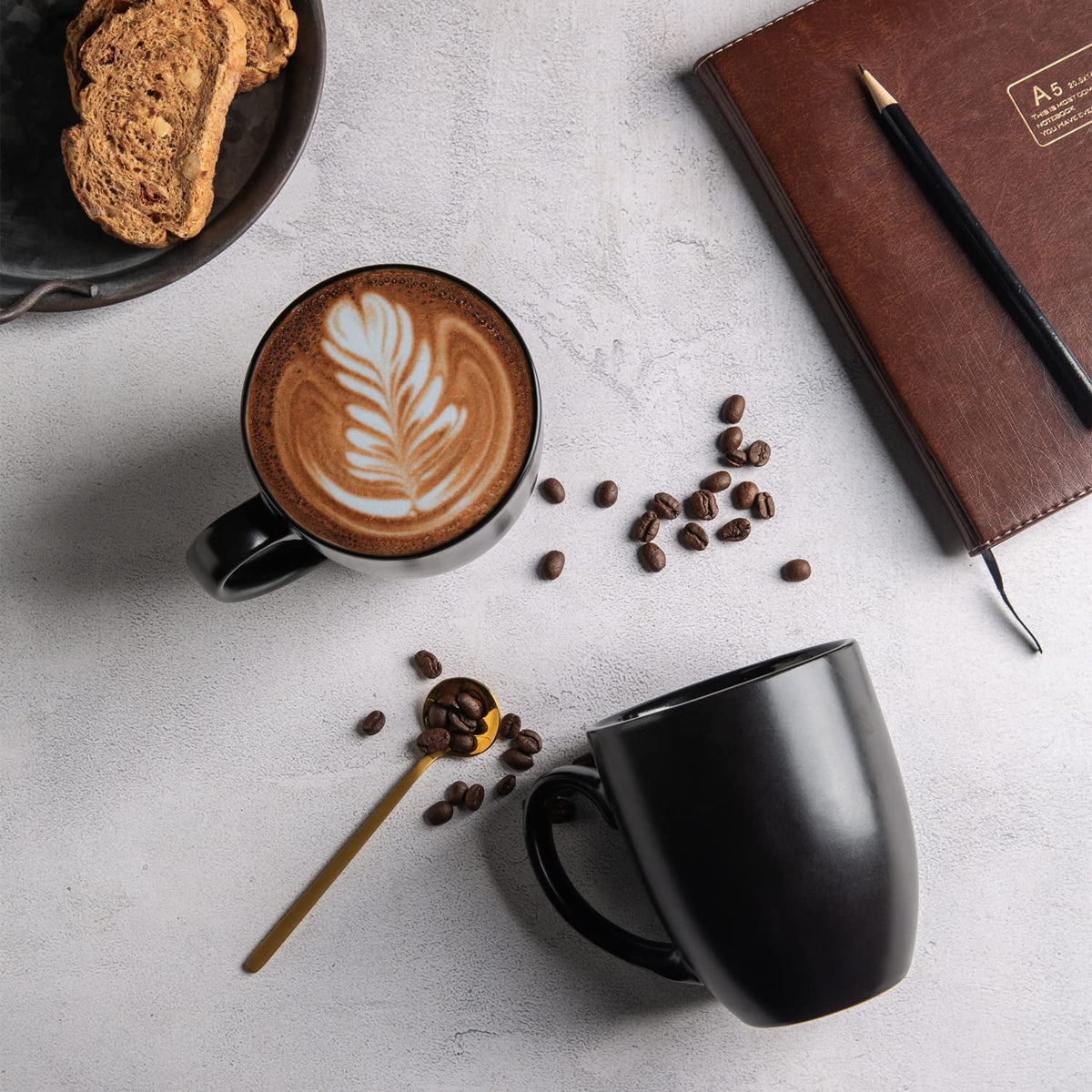 AmorArc 16oz Coffee Mugs Set of 6, Large Ceramic Coffee Cups for Men, Women, Dad, Mom, Modern Coffee Mugs with Handle for Tea,Latte,Cappuccino,Cocoa. Dishwasher&Microwave Safe, Matte Blue