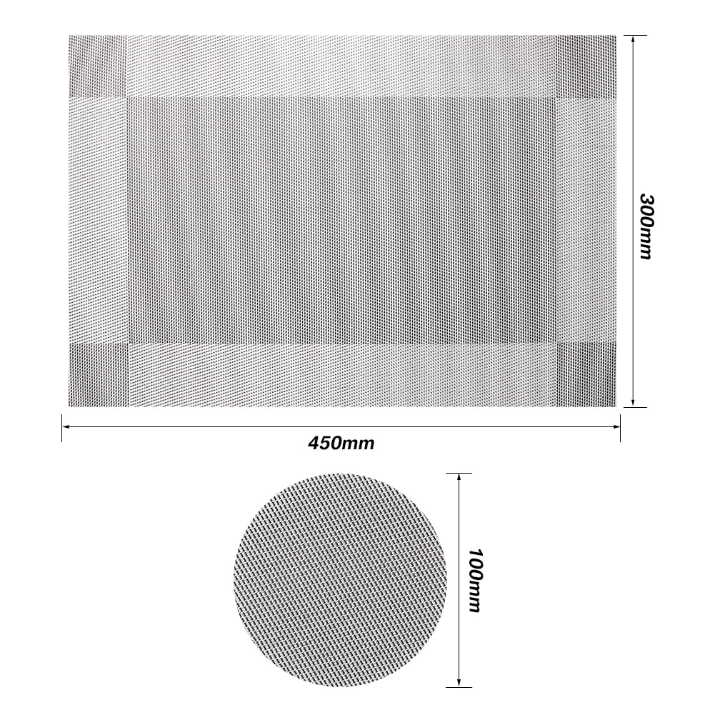 6pcs Placemats PVC Place Mats and Coasters Washable Non-Slip Heat Resistant Table Mats for Kitchen Dining Table Home Restaurant 12"×18", Sliver