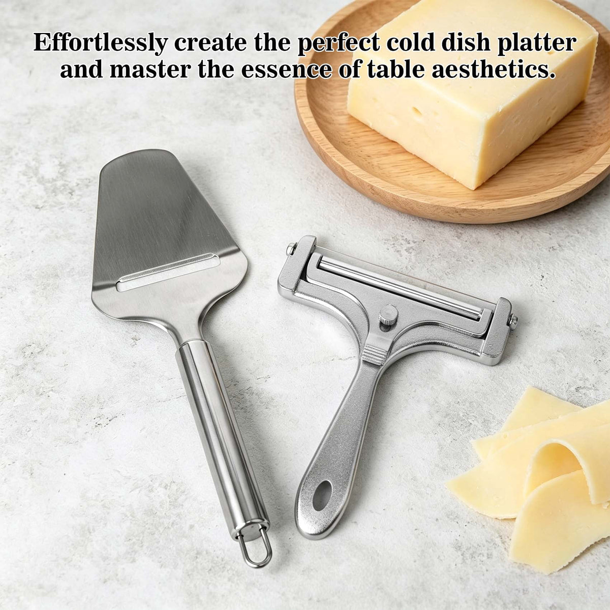 thovorrnl 2 Pcs Stainless Steel Cheese Slicer Set, Adjustable Wire Cutter