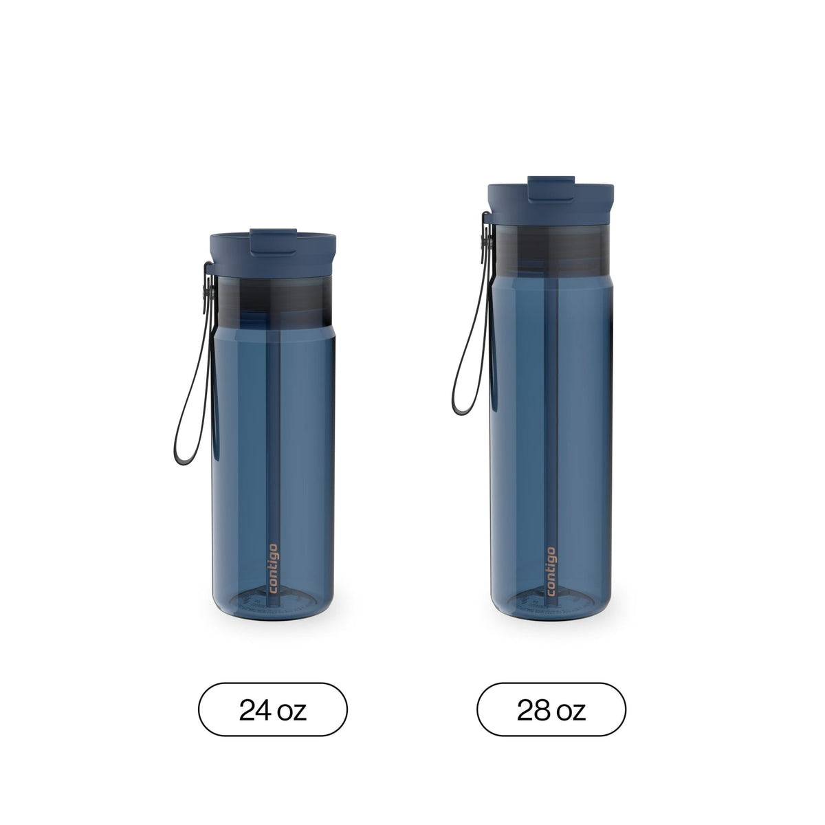 Contigo 28oz DualSip Plastic Water Bottle with Built-In Straw and Drink Opening, Licorice Black/Clear