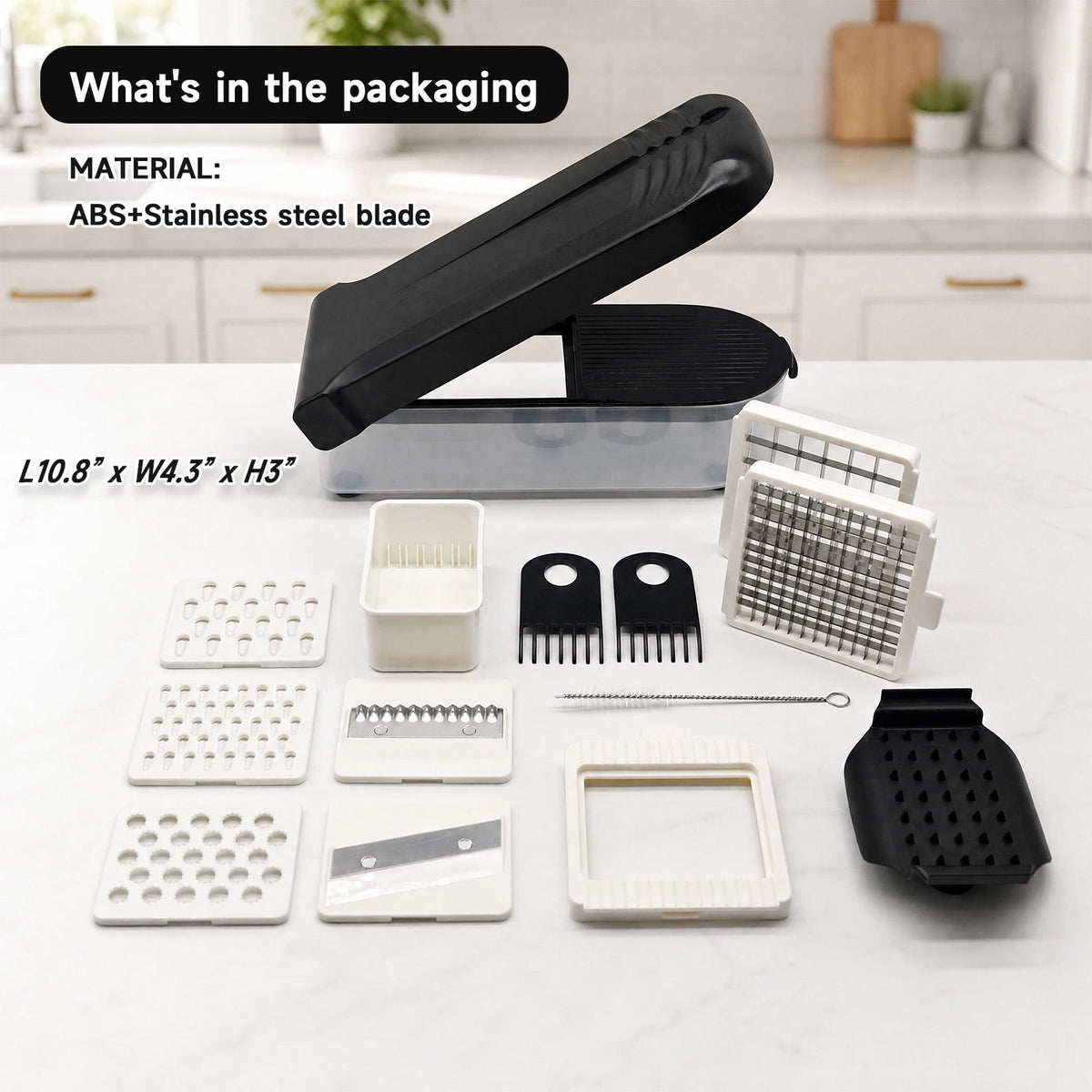 Honhorrs Vegetable Chopper Mandoline Slicer with Container, Food Veggie Chopper, Cheese Grater, Onion Vegetable Cutter for Kitchen Gadgets & Gifts, Home Essentials (9-in-1, Black)
