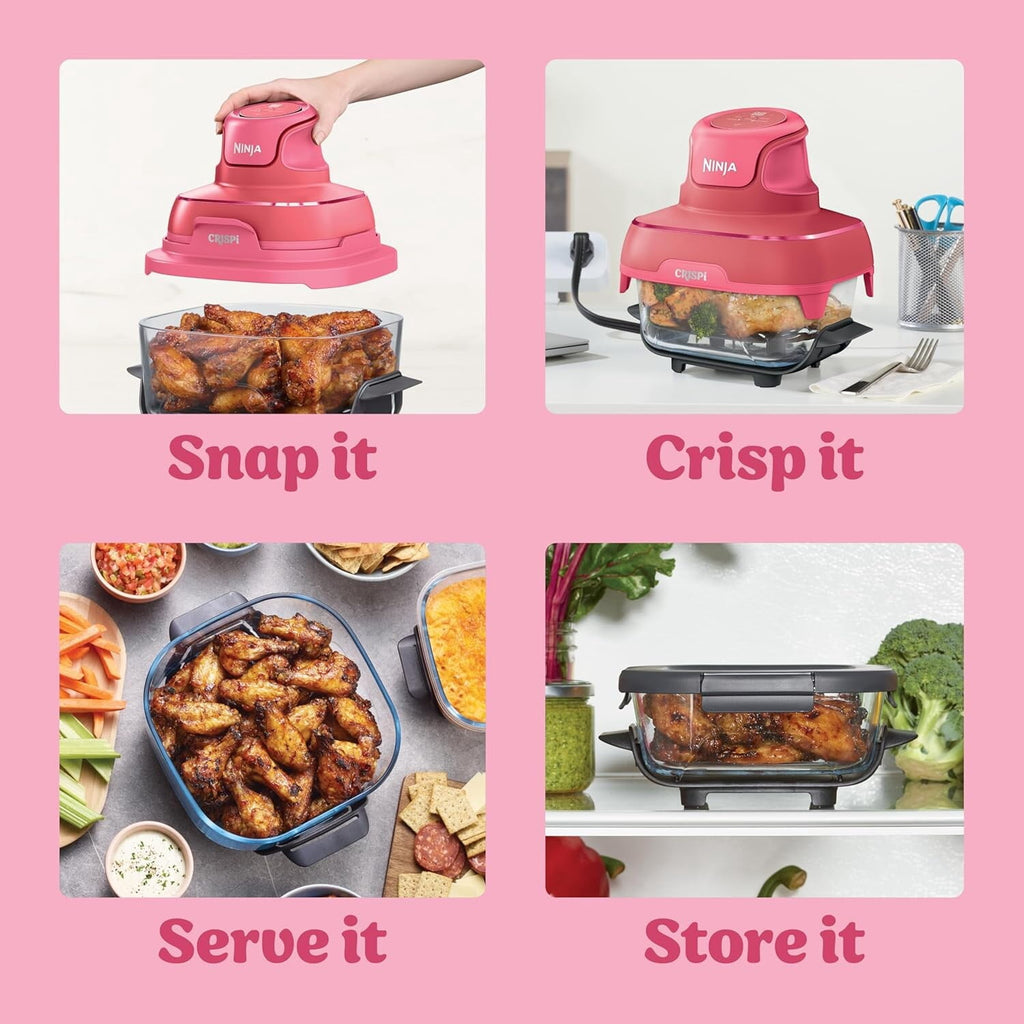 Ninja Crispi Glass Air Fryer 4-Qt, 4-in-1, Air Fry Bake Recrisp, Portable, Dishwasher Safe, FN101GY Cyberspace