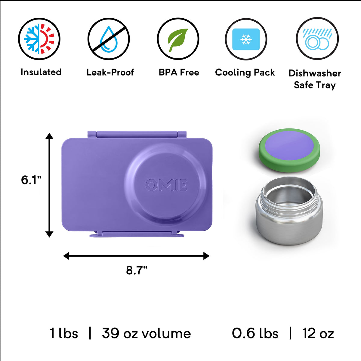 OmieBox UP is an Insulated Bento Lunch Box with a 12oz Thermos - Cosmic Blue by OmieLife