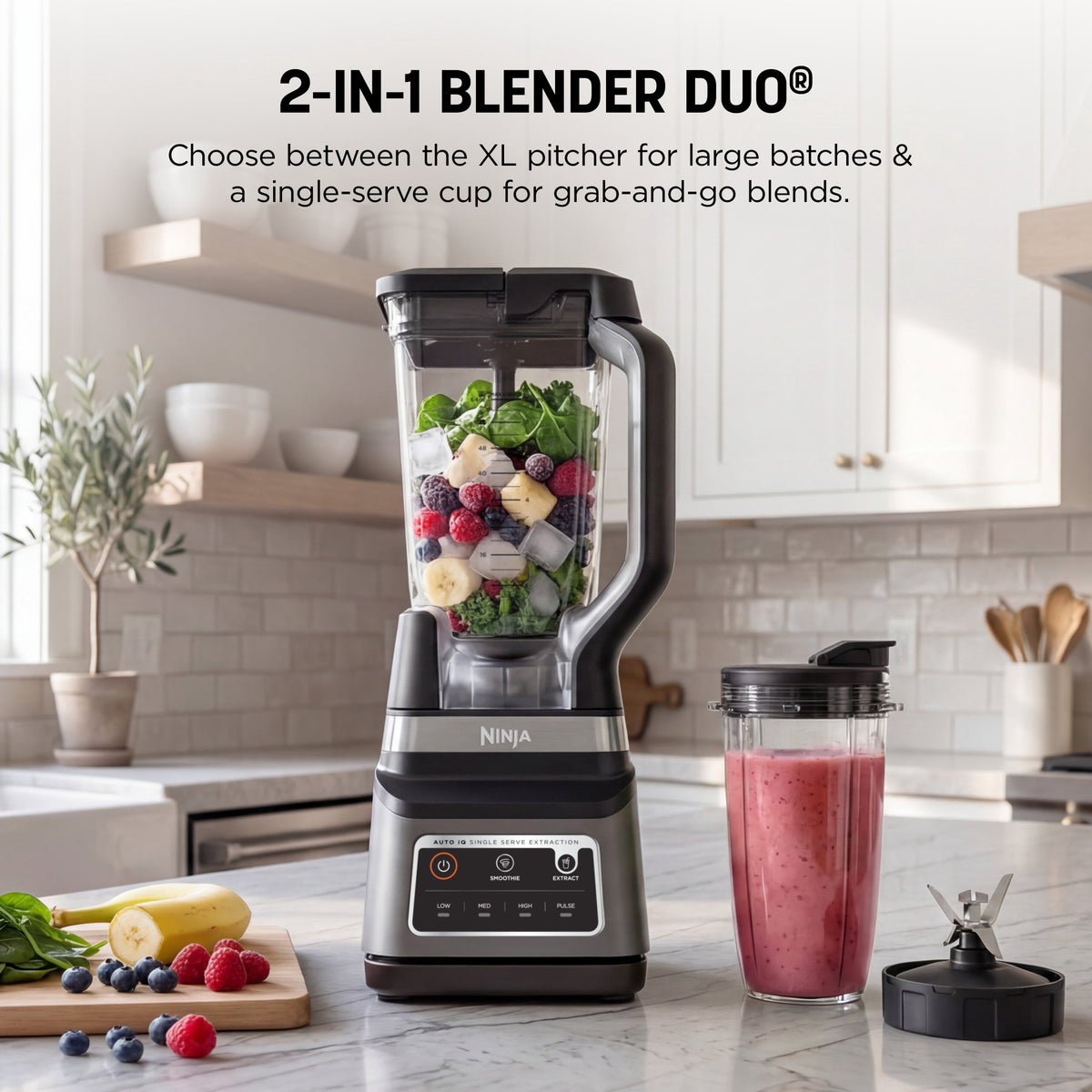 Ninja Professional Plus DUO 72-Oz Blender, Smoothies, Ice Crush, 2 Auto-iQ Preset Programs, 4 Speeds, 1400PW, BN750NV Navy