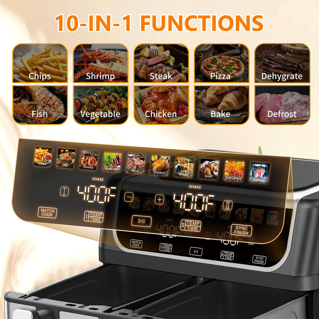 LIFERECORD 3QT Compact Air Fryer, Touch Panel, 800W, 160-400°F, Auto Shut-Off & Overheat Protection, White, for Single/Small Family