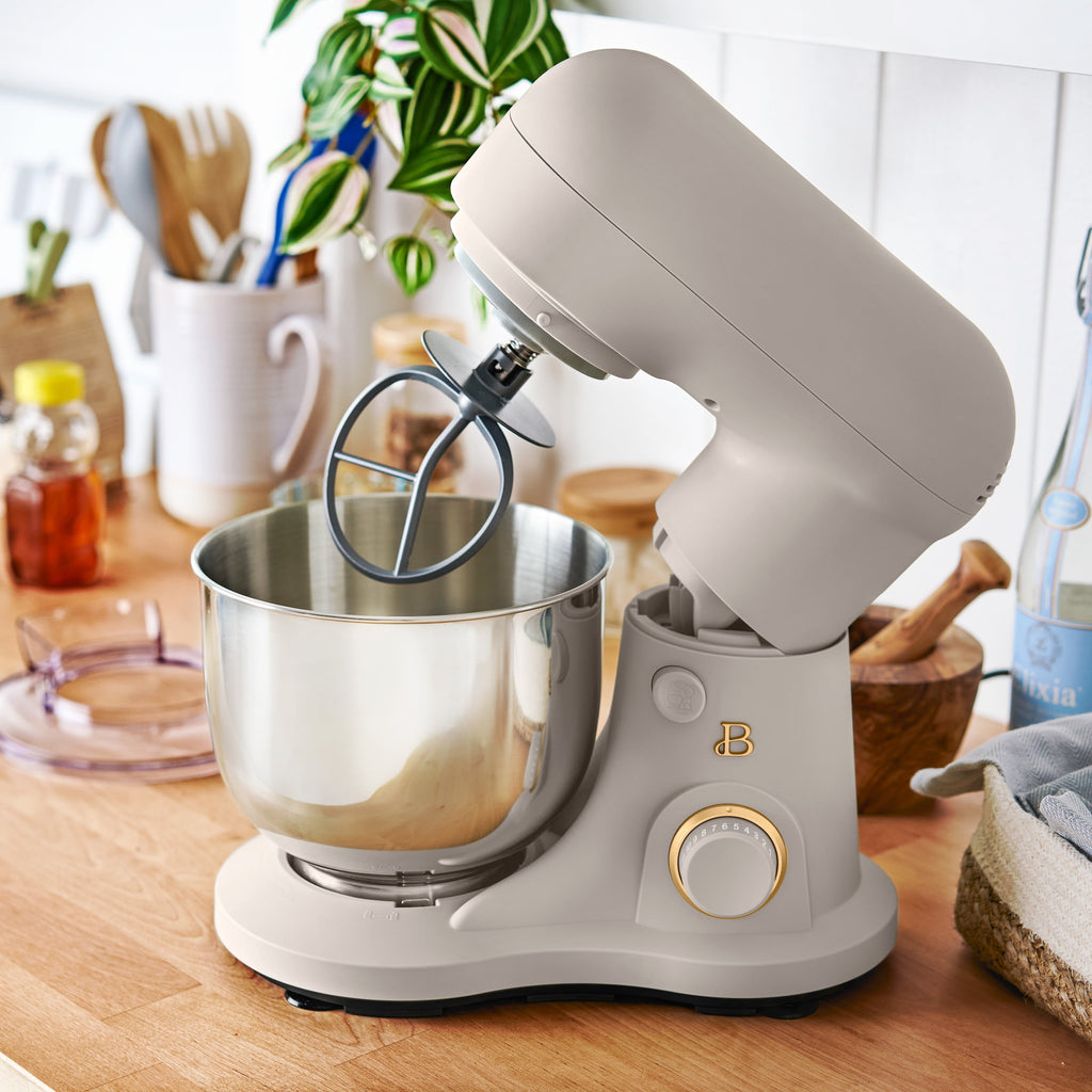 Beautiful 3.5 Qt Stand Mixer with Flat Beater, Dough Hook, Balloon Whisk, Chocolate by Drew Barrymore