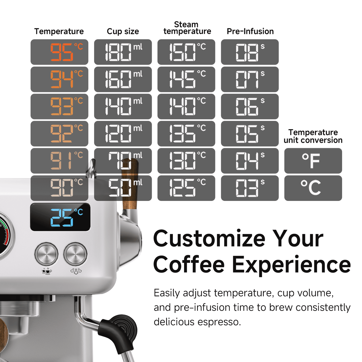 HiBREW H10PLUS 20Bar Espresso Coffee Machine with Adjustable Temperature & Steam